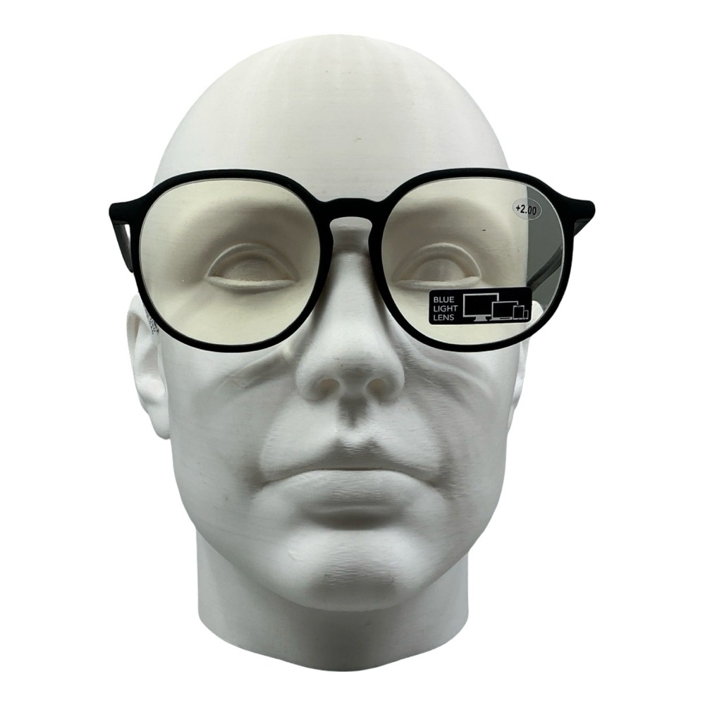 Anthropologie Blue Light Reading Glasses Black Round +2.00 Strength Floral Case